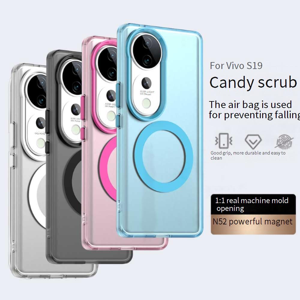 Матовый чехол Magsafe для телефона Vivo V40 V40 Pro 5G Магнитная беспроводная зарядка для Vivo S19 S19 Pro Ударопрочная задняя крышка