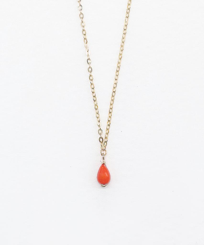 Ordor [14K] Mini Teardrop Coral Necklace