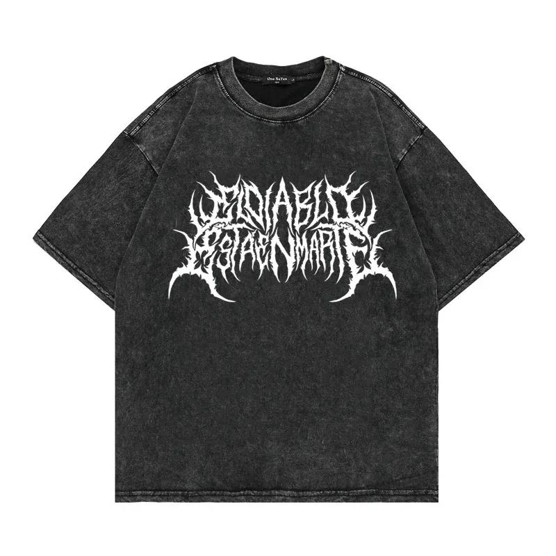 Винтажная панк-футболка Loose Wash, готическая графика, нейтральная уличная, уличная, старомодная, мужская и женская повседневная футболка