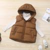 2025 Осень/Зима Хлопковый жилет с капюшоном для мальчиков и девочек, Теплая безрукавка для детей среднего и старшего возраста, Верхняя одежда для учеников начальной школы.