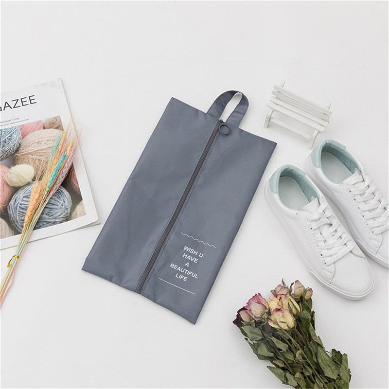 Portable Travel Foldable Shoe Bag Polyester Storage Case Convenient Pouch Organizer Shoes Sorting Zipper Tote