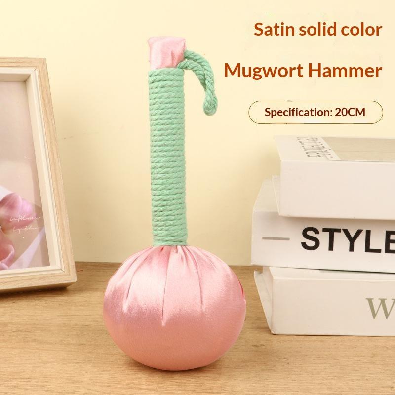 Portable Satin Surface Mugwort Massage Hammer Pure Essential Oil Soothing Body Massager Ideal for Personal Use Festival Gifting