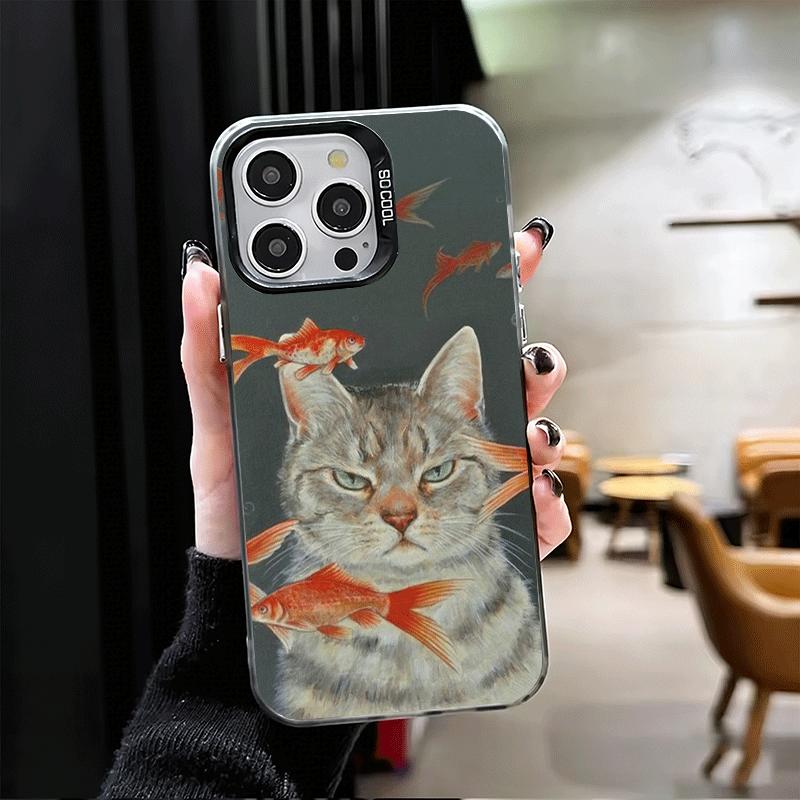 Забавный противоударный чехол с изображением кошек для iPhone 17 Air 16 16E 15 Pro Max 14 Plus 13 Mini 12, защита от падения.