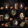 Dark Academia Kitchen Accessories Retro Gothic Halloween Refrigerator Magnet, Distressed Oval Photo Frame Frige Magnets, Vintage Skeleton Fridge Decor
