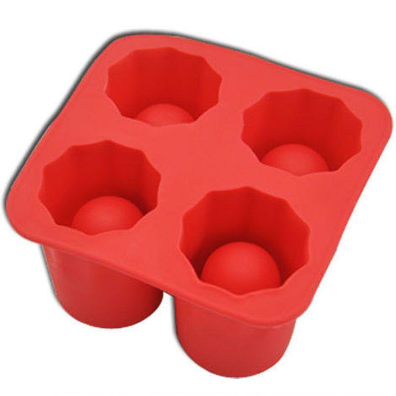 Durable 4-cup Ice Cube Shot Silicone Shooters Glass Freeze Molds Tray For Parties