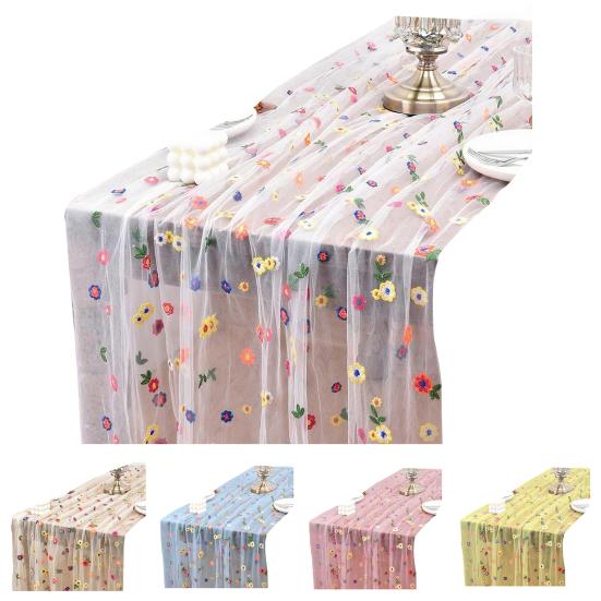 Цветочная скатерть-дорожка Весенняя Летняя Цветочная скатерть-дорожка 6 футов Тюль