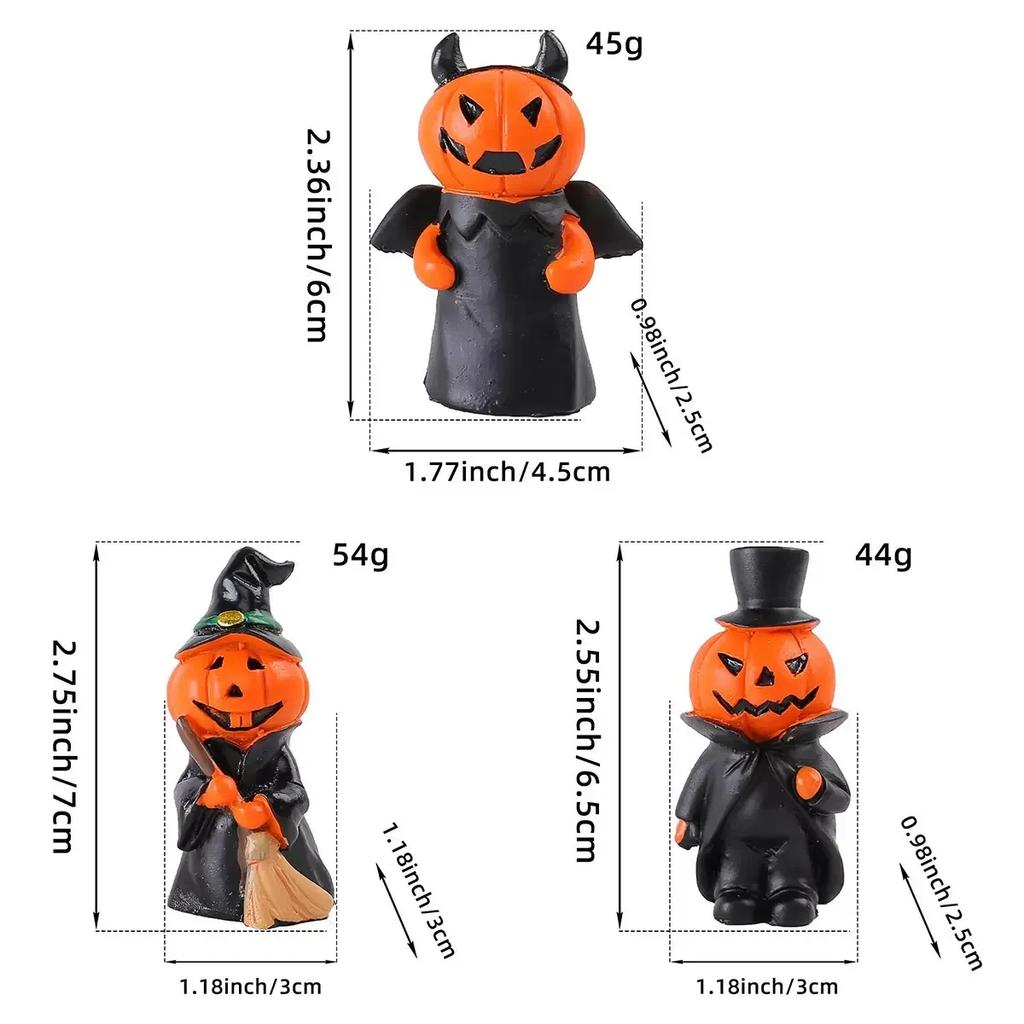 Cute Halloween Decor Set Mini Ghost Pumpkin Witch Demon Resin Figurines for Home Tabletop Party Decoration Gift Party Ornament