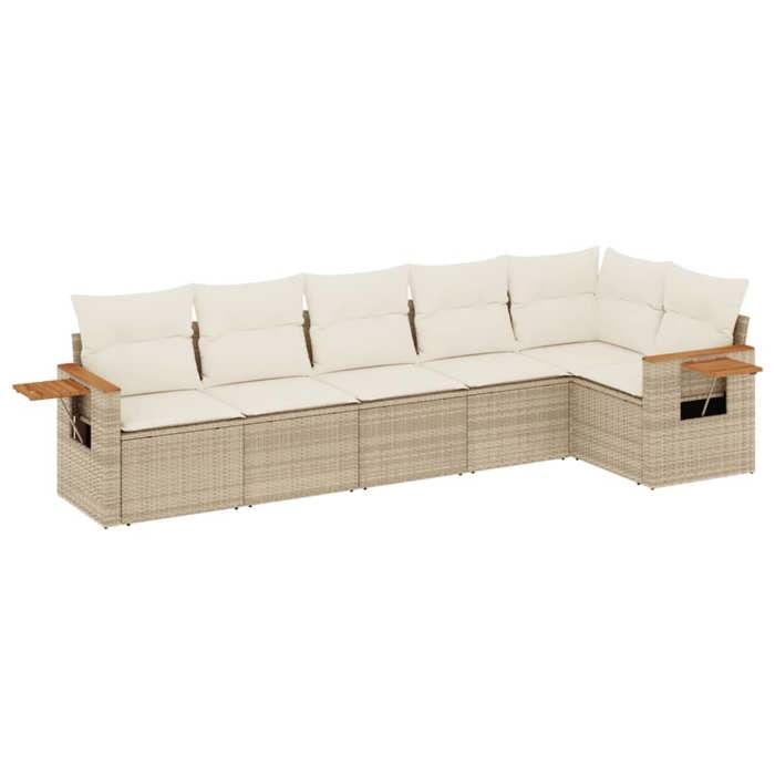 VidaXL Salon de Jardin avec Coussins 6 pcs, Canapés de Terrasse, Ensemble de Meubles de Patio, Mobilier d'Extérieur, Beige 3259230