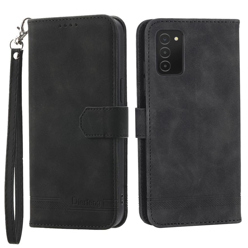 DIERFENG DF-03 Phone Case for Samsung Galaxy A03s (166.5 x 75.98 x 9.14mm),Stand Wallet Lines Imprinted Leather Phone Cover