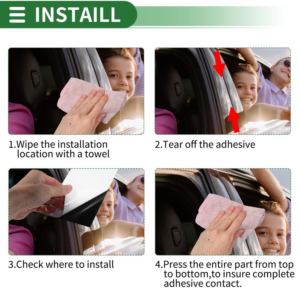 Motoforti Pillar Covers, Pillar Garnishes, Anti-Scratch Door Stickers for Mercedes CLS 2012-2014, Black