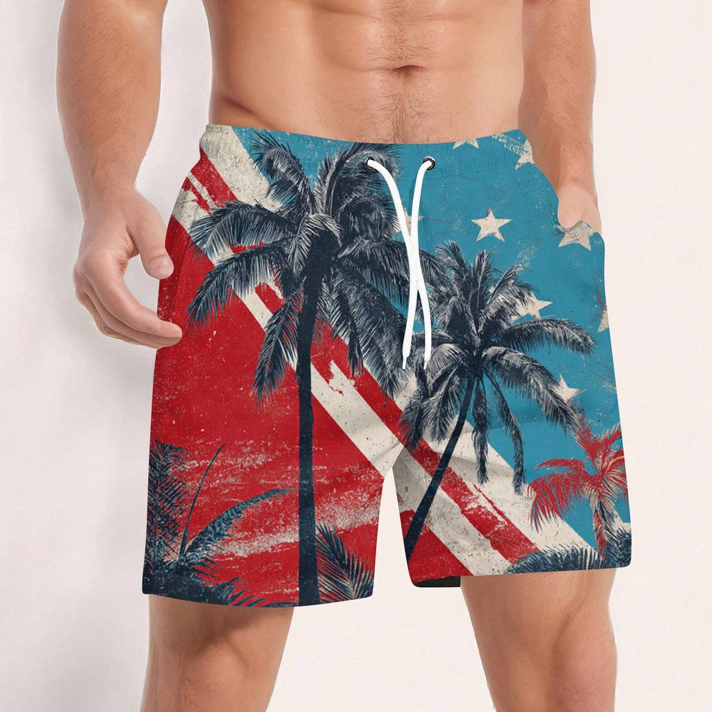 Мужские плавки на завязках с 3D-принтом в виде звезд, быстросохнущие, board shorts с сеткой и боковыми карманами