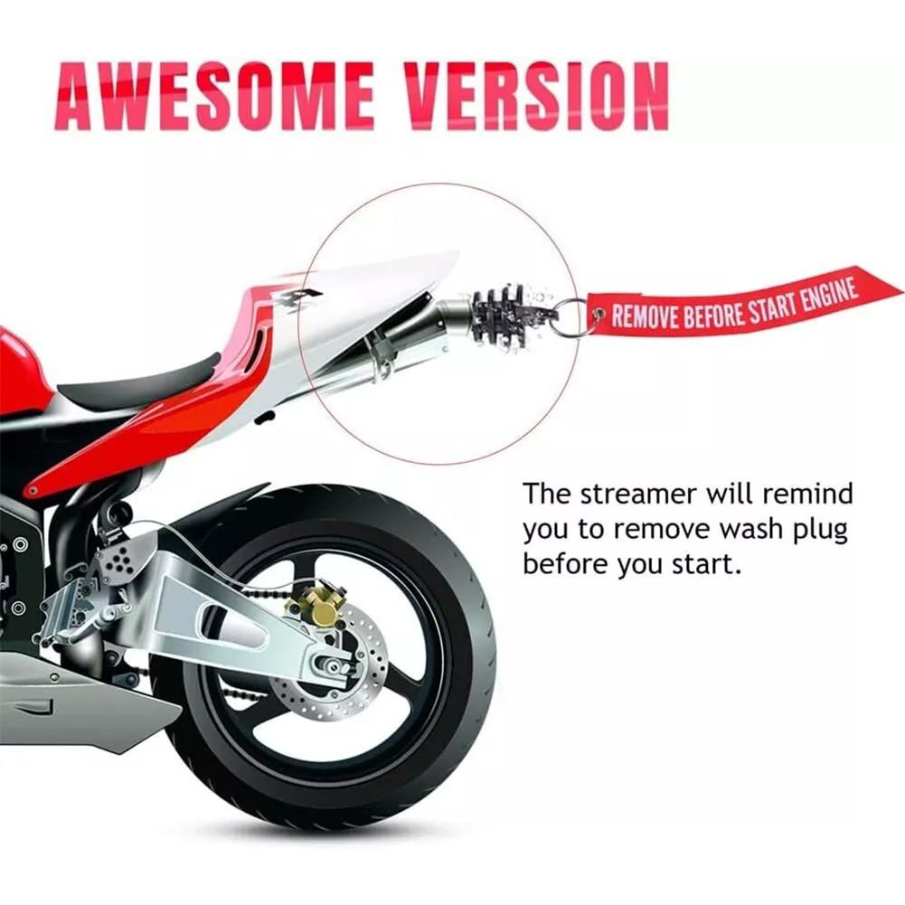 2Pcs Red Exhaust Pipe Stopper Blow-down Silencer Plug Exhaust Muffler Waterproof Wash Plug Silicone Off-road Motorcycle Keychain