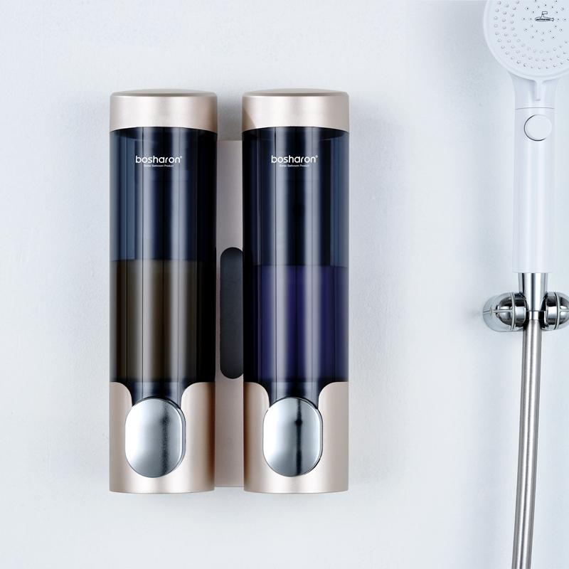 2-pack Manual Soap Dispensers Wall Mount 300ml Bathroom Manually Lotion Shower Soap Wall Mounted Shampoo Dispenser No Drill