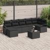 8-piece Garden Sofa with Beige Poly Rattan Cushions, 2-seater Garden Sofa with Black Poly Rattan Cushions 3346483