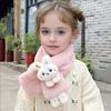Boys Girls Winter Scarfs Thick Plush Cross Children's Scarf Baby Bib Cute Cartoon Rabbit Faux Fur Neck Protection Warm Shawl