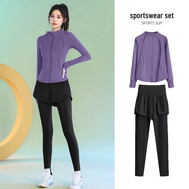 Женский комплект для похудения 2025 года для утренней пробежки и йоги - Фитнес-одежда с длинным рукавом и быстрой сушкой