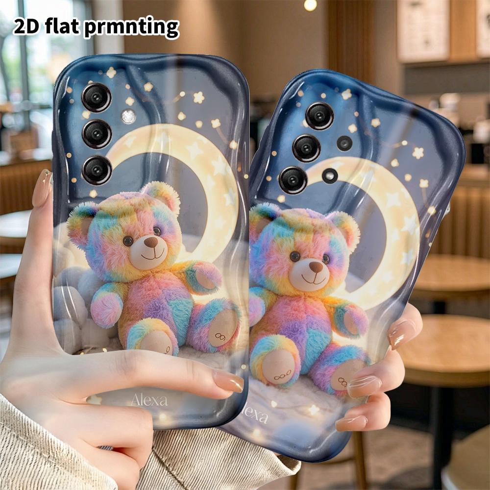 Phone Case: 2D Flat Samsung Galaxy A34 A35 M05 M06 S20 S22 S21 FE Plus 5G Protective Case, Moonlight Bear, Christmas and Halloween Gift