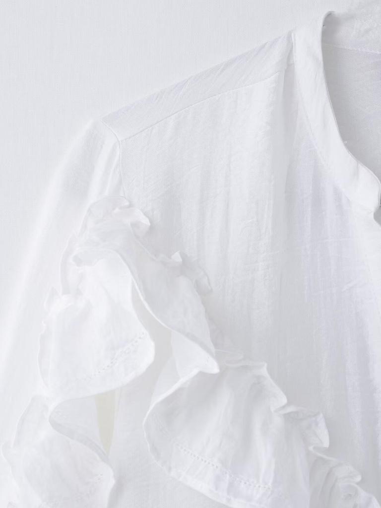 Spring 2025 Women's European & American Style Fashion Lace Layered Shirt