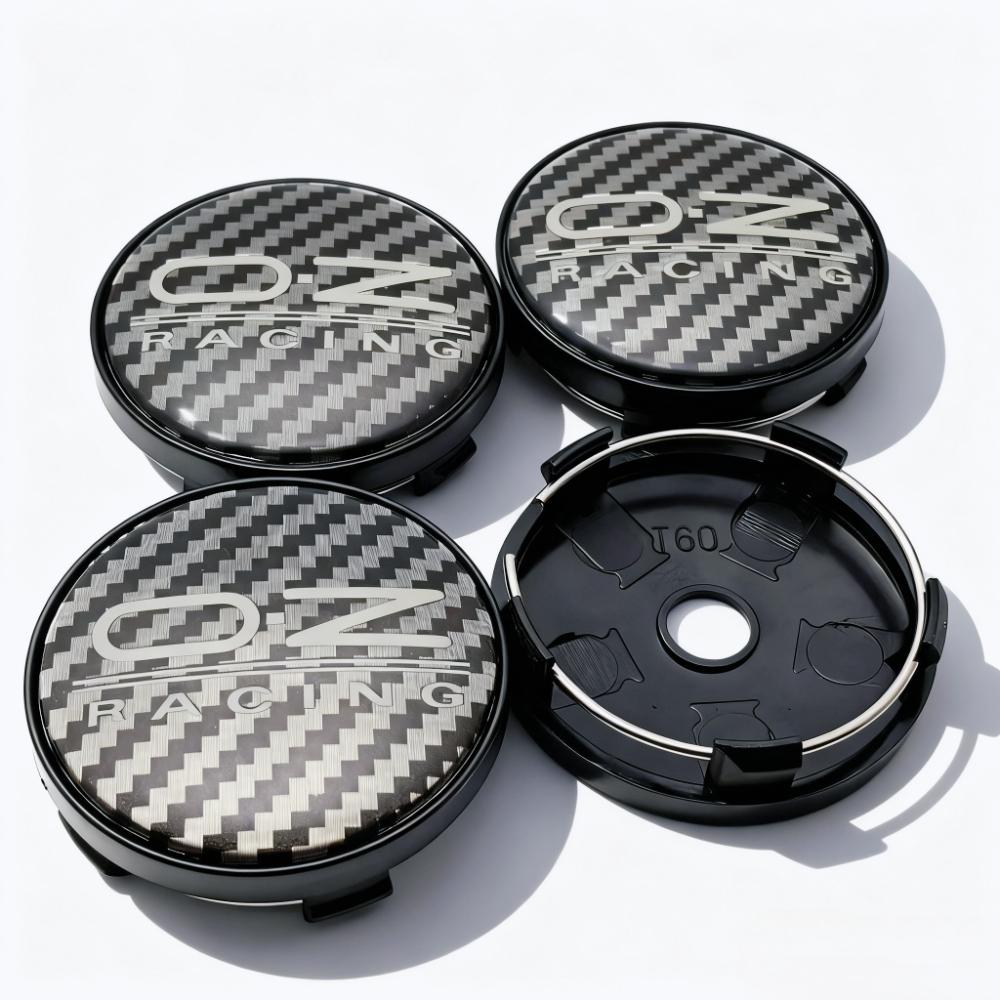 4pcs OZ Racing  Logo Carbon Fiber Weave Emblem Car Wheel Center Caps 60MM 56MM Car Wheels Hub Cap Rim Hubcaps Cover Epoxy Resin
