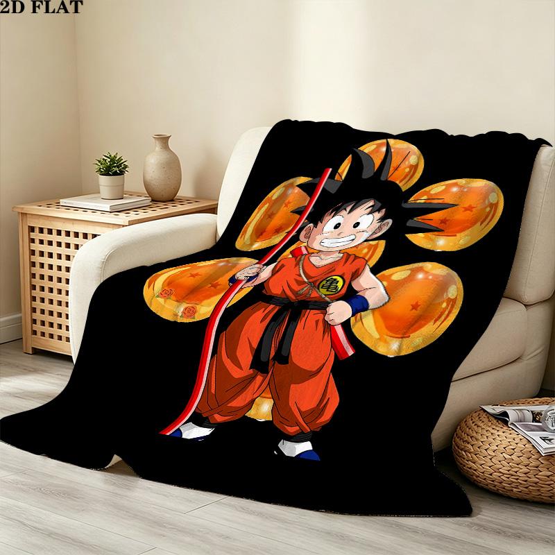 1PC Son Goku Patterned Flannel Blanket Suitable For All Seasons For Home Decor Warmth And Comfort Gifts Holiday Present