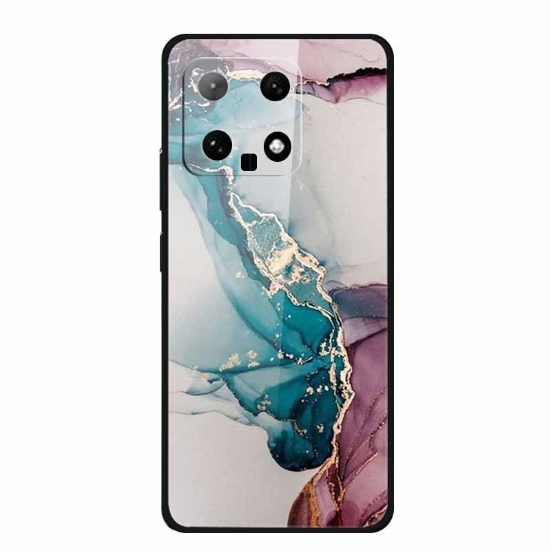 Закаленное Стекло Жесткая Задняя Крышка Для Xiaomi 14 Защитный Задний Чехол Для Телефона Для Funda Xiaomi14 Мраморный Рисунок Корпус Модный Новый Capa