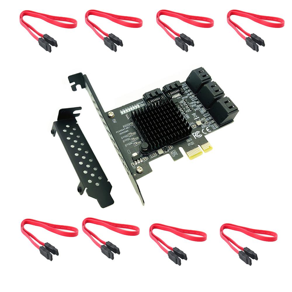 PCIe SATA Card, 8 Port SATA Controller Expansion Card with Bracket, Marvell 88SE9215 Support 8 SATA 3.0 Devices