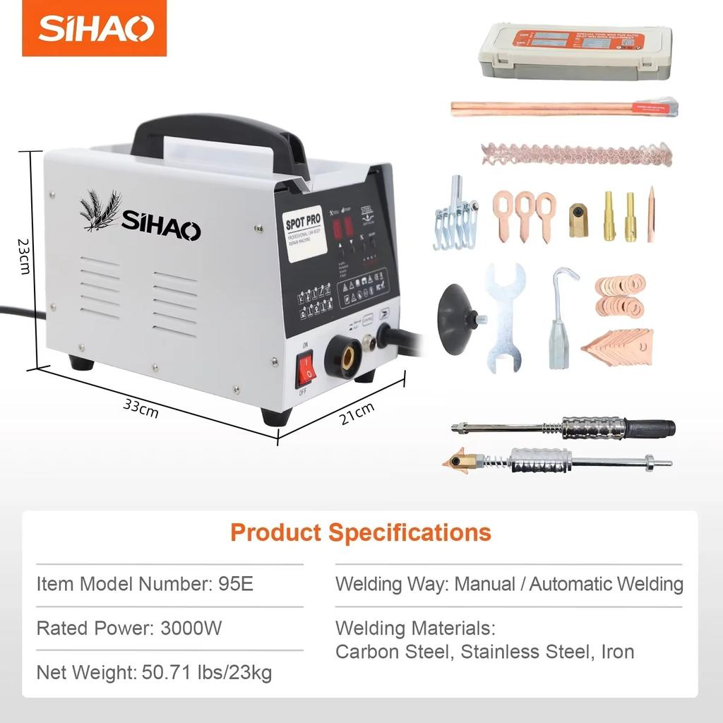 SIHAO Stud Welder Dent Repair Kit 3KW Spot Welder Dent Puller Auto Body Spot Welding Dent Puller Machine for Car Repair