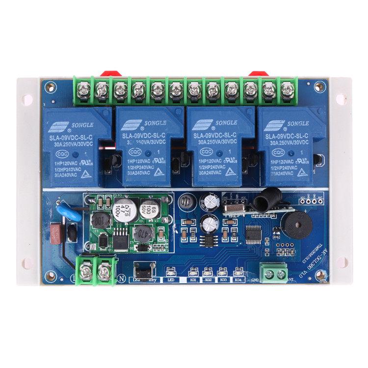 Four-Channel 30A DC 12V-48V Relay Remote Control Switch for Motorized Gate