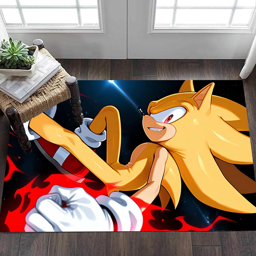 Sonic The Hedgehog Lightning Print Decoration,Carpet,Living Room,Bedroom, Non-slip,Square rug