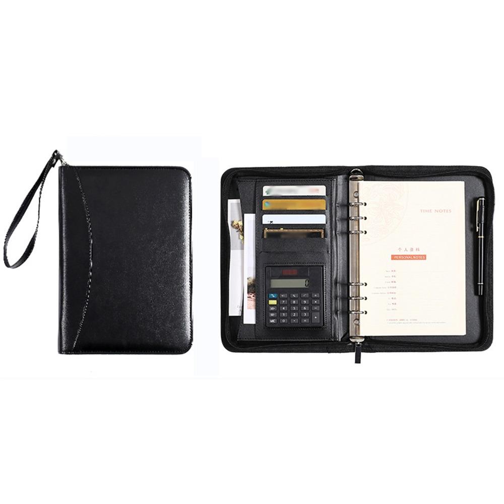 Portable Portfolio Binder 6-Ring Business Notebook Memo Book File Folder Document Storage