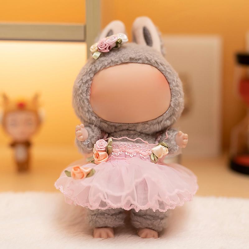 Милая плюшевая кукольная одежда, только одежда, аксессуары для кукол Labubu 17 см, свитер с капюшоном, одежда, сделай сам, детские подарки