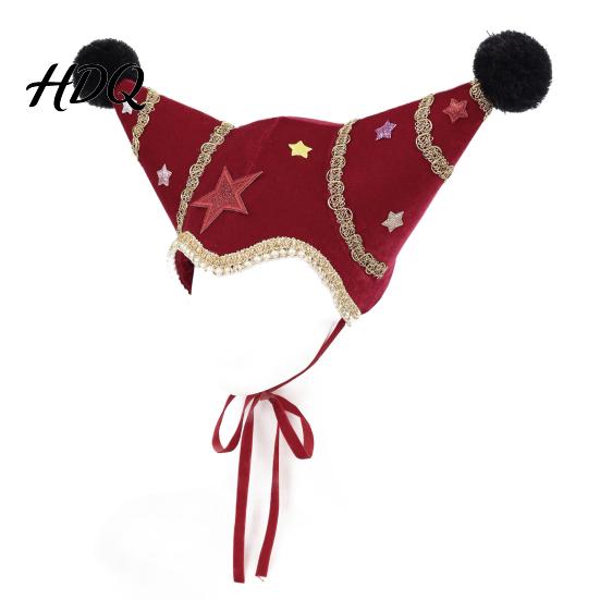 Регулируемая праздничная шапка Рождественская шапка шута Бархатная шапка клоуна со звездой и золотой отделкой