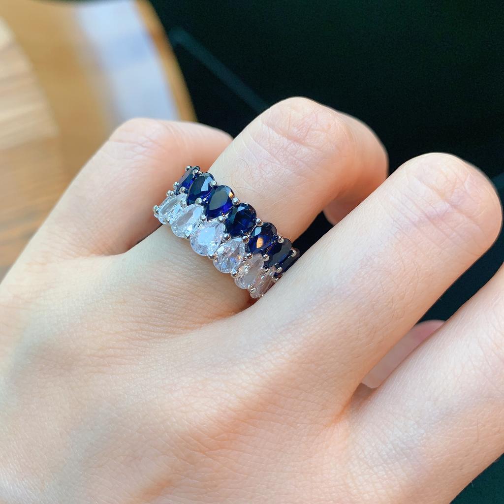 Высококачественное имитационное красное сокровище, кольцо с сапфиром, легкое роскошное широкорядное кольцо