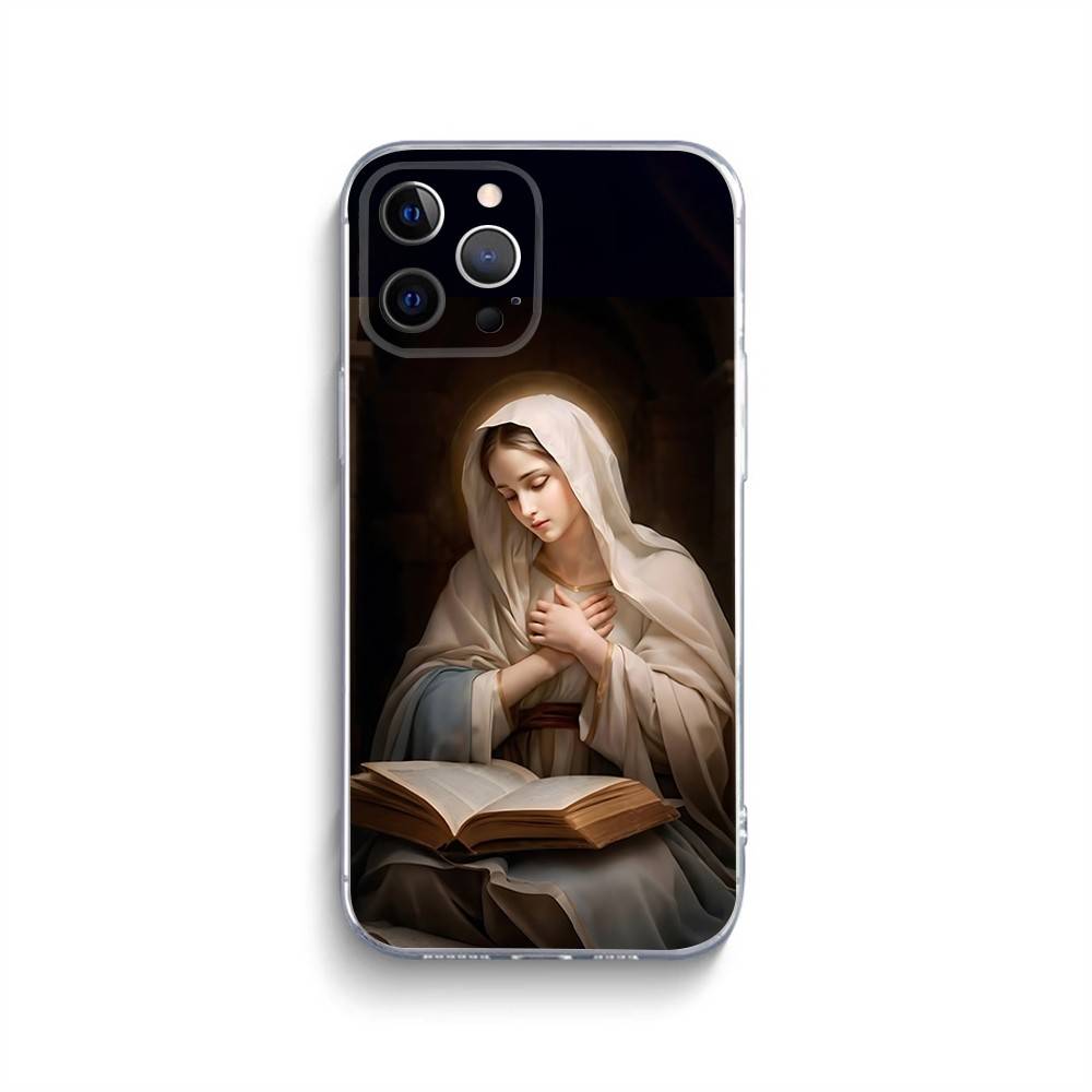 Virgen St.Mary Celestial Mother Phone Case For iPhone 16,15,14,13,12,11 Pro,Max,Plus,X,XS,XR,SE,Mini Transparent Silicone Soft