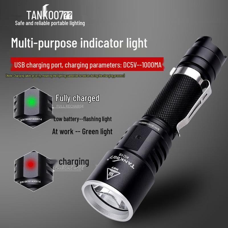 Светодиодный фонарь TANK007 с высокой мощностью, перезаряжаемый через USB