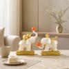 2 Pieces Elephant Figurine Gold-Accented Statue Handmade for TV Cabinet