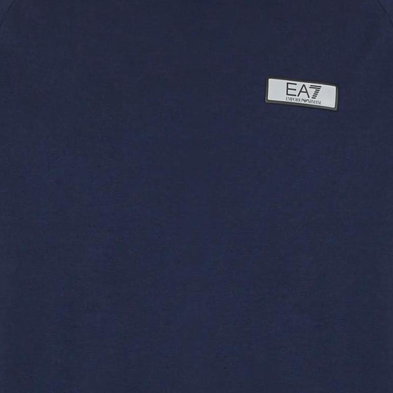 Emporio Armani Мужская футболка EA7 однотонная с буквенным логотипом, свободный крой, круглый вырез, короткий рукав, темно-синий, 3DPT24-PJUVZ-1554
