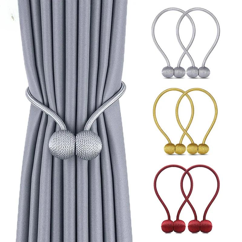 Magnetic Pearl Ball Curtain Tiebacks Curtain Buckles Backs Holdbacks Buckle Clips Curtain Rods Home Decorative Accessories