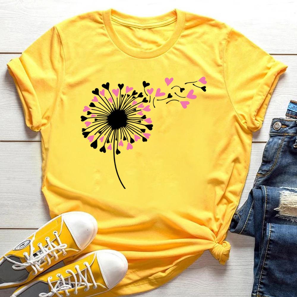 Dandelion Heart Shirt Valentine Tee Wildflower Dandelion TShirt Valentine Flower Shirts Cute Lovers Tshirt Gift for Valentines