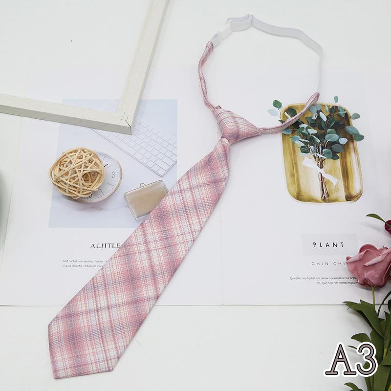 Creative Knot-Free Tie Student Preppy Print Color Plaid Jk Tie