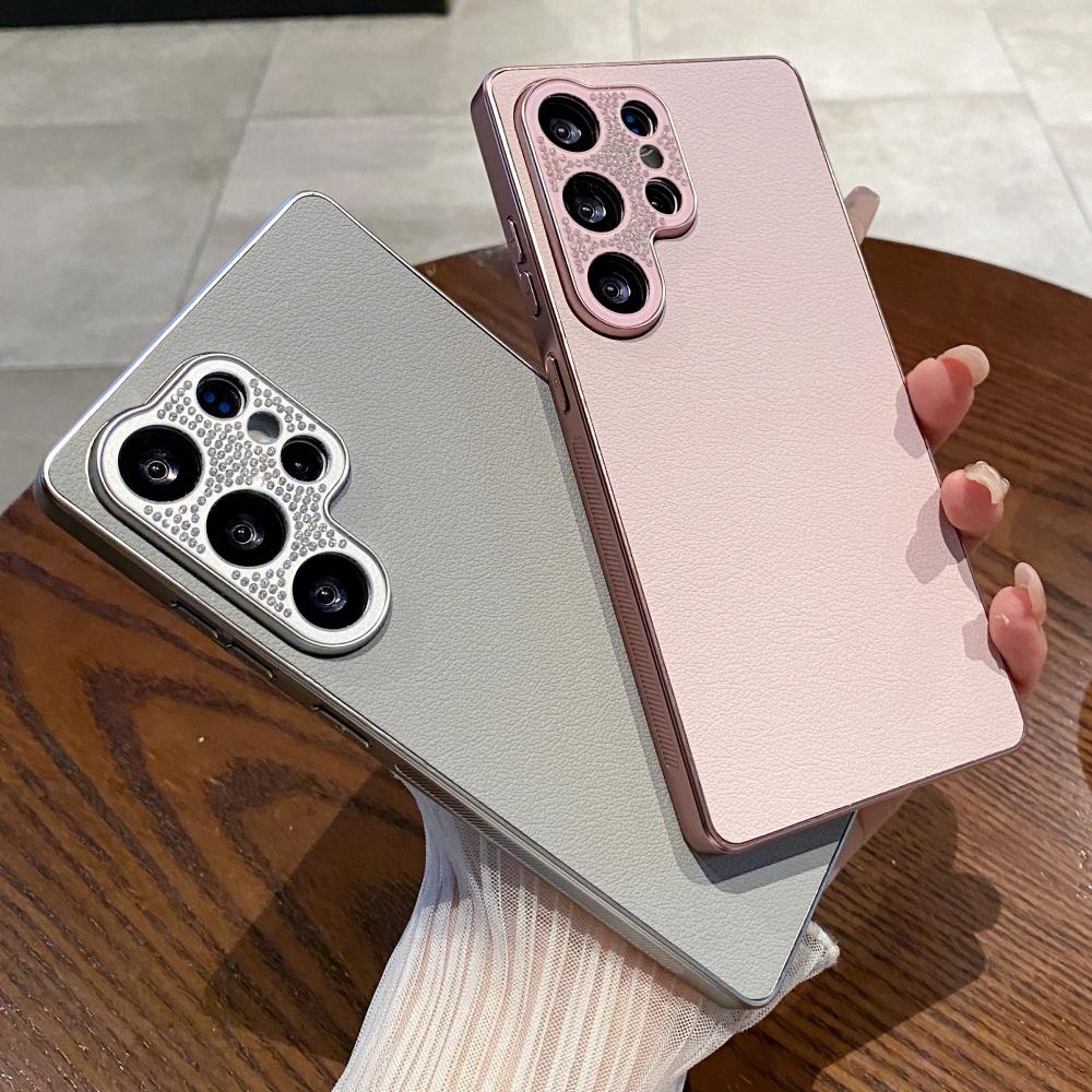 Plating Matte Leather Soft Case For Samsung S26 S25 Ultra S24 FE S23 Plus A56 A55 A54 A53 A36 A35 A34 A26 A16 A17 A07 Back Cover