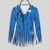Women Plus Size Striped Printed Nurse Scrub Top V Neck Long Sleeve With Front Pockets