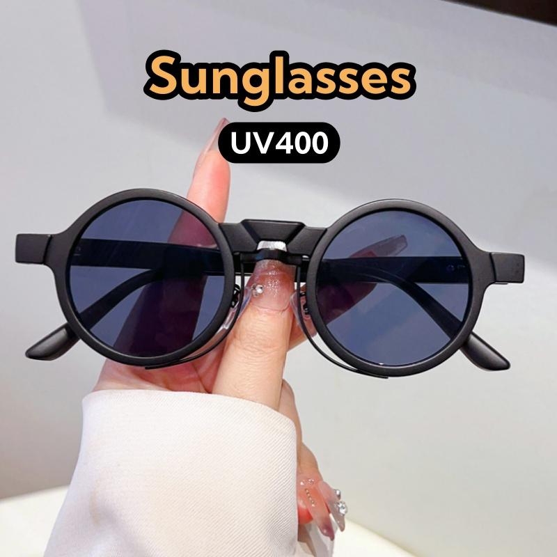 Retro Trend Round-Framed Sunglasses Leisure Versatile Outdoor Travel Beach Uv400 Protection Street Photography Shades Glasses