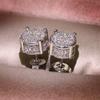 Stud Earrings For Men Women Gold Color Punk Jewelry Iced Out Zircon Jewellry