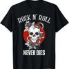 Vintage Rock 'N' Roll Skull and Roses Rocker Never Die T-Shirt