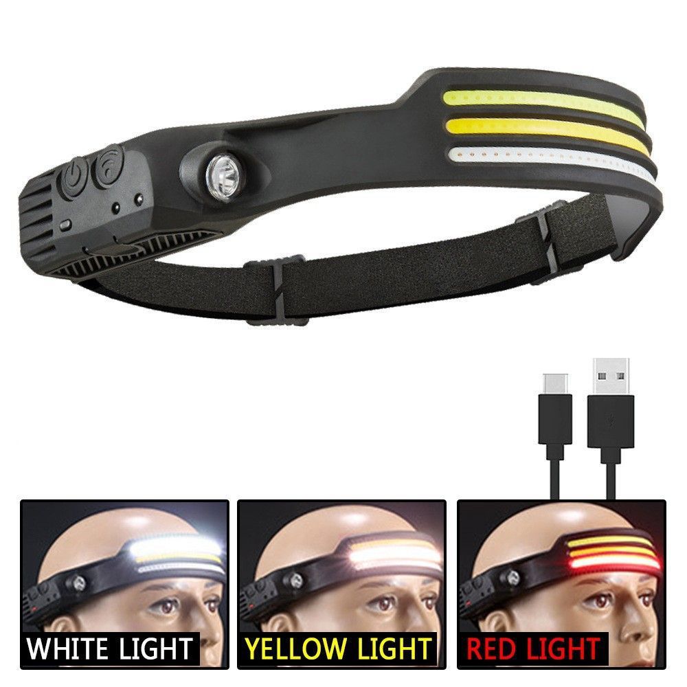 Powerful COB LED Induction Headlamp Built-in Battery USB Rechargeable Head Flashlight Outdoor Camping Fishing Riding Headlight