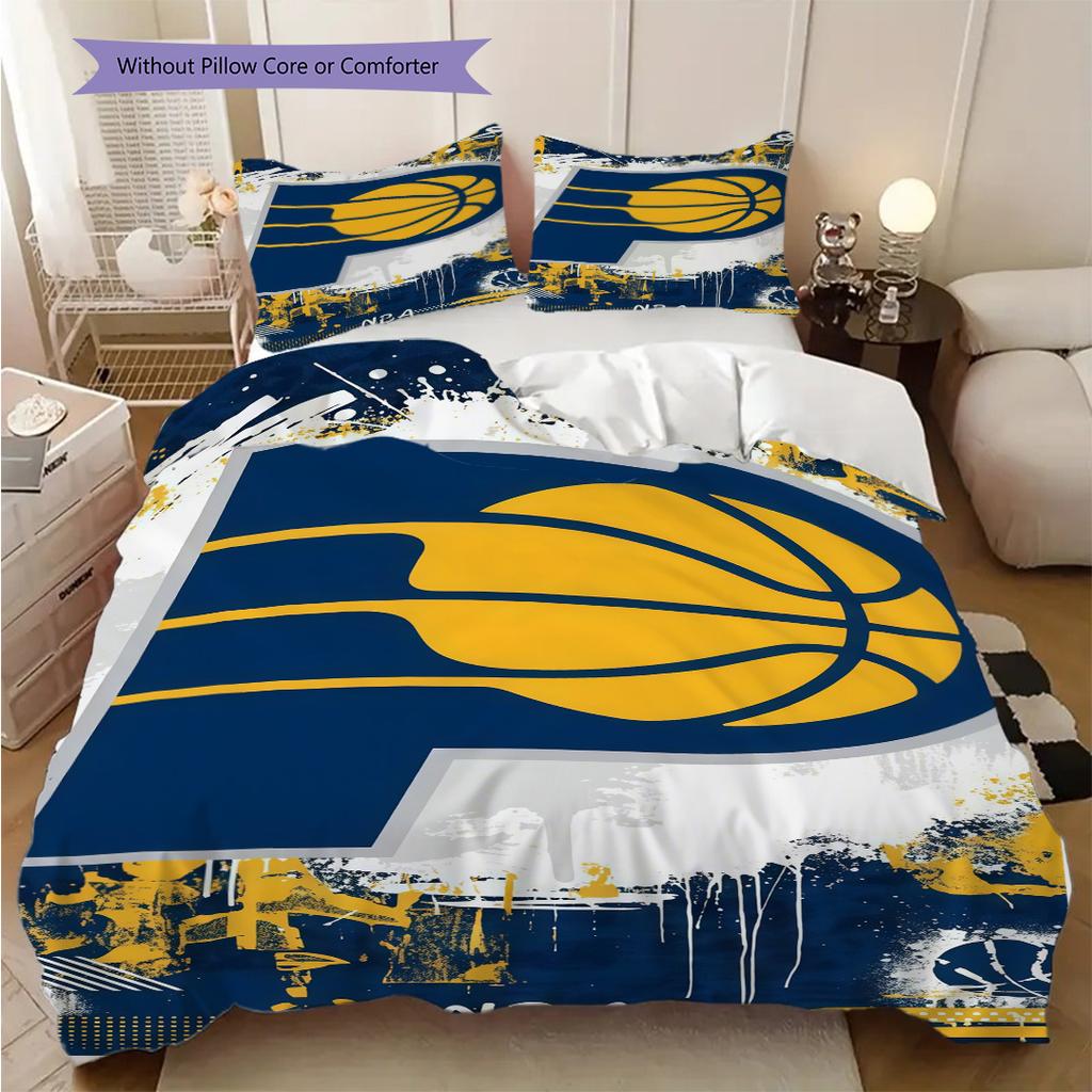 Indiana Pacers Bold Dynamic Bedding(1 * duvet cover + 2 * pillowcase, without core) Duvet cover and pillowcase Soft and comfortable
