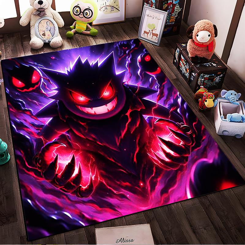 "Dark Fantasy Cartoon Style Rug with Red Glow and Fierce Creature" Suitable for use as an anti-slip for living room bedroom sofas