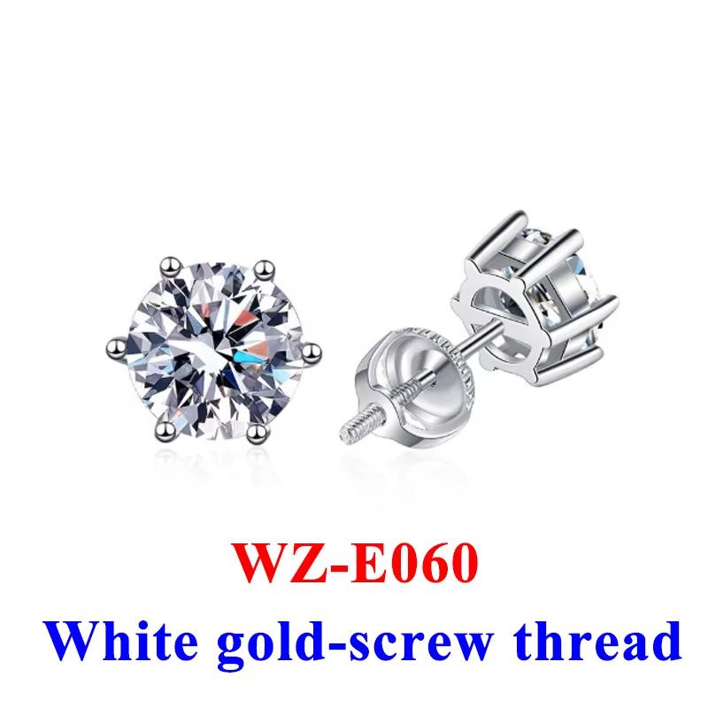 Серьги-гвоздики с бриллиантами 0,5-2 карата из муассанита цвета D для женщин, оригинальные серьги-гвоздики из серебра 925 пробы и белого золота 18 карат, подарок девушке высшего качества