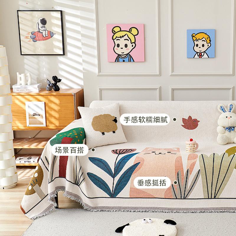 Cartoon Chenille Full Coverage Sofa Cover Universal Season Couch Protector Slipcover